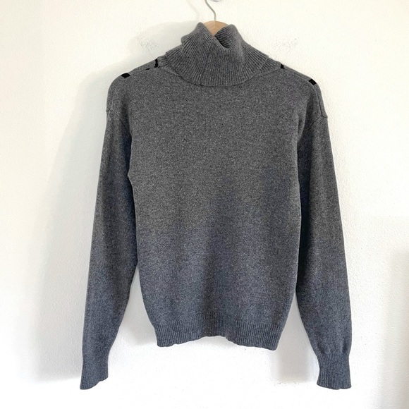 Vintage Sport Whirl Cashmere Turtleneck Pullover Sweater Grey Black Small - Picture 13 of 14